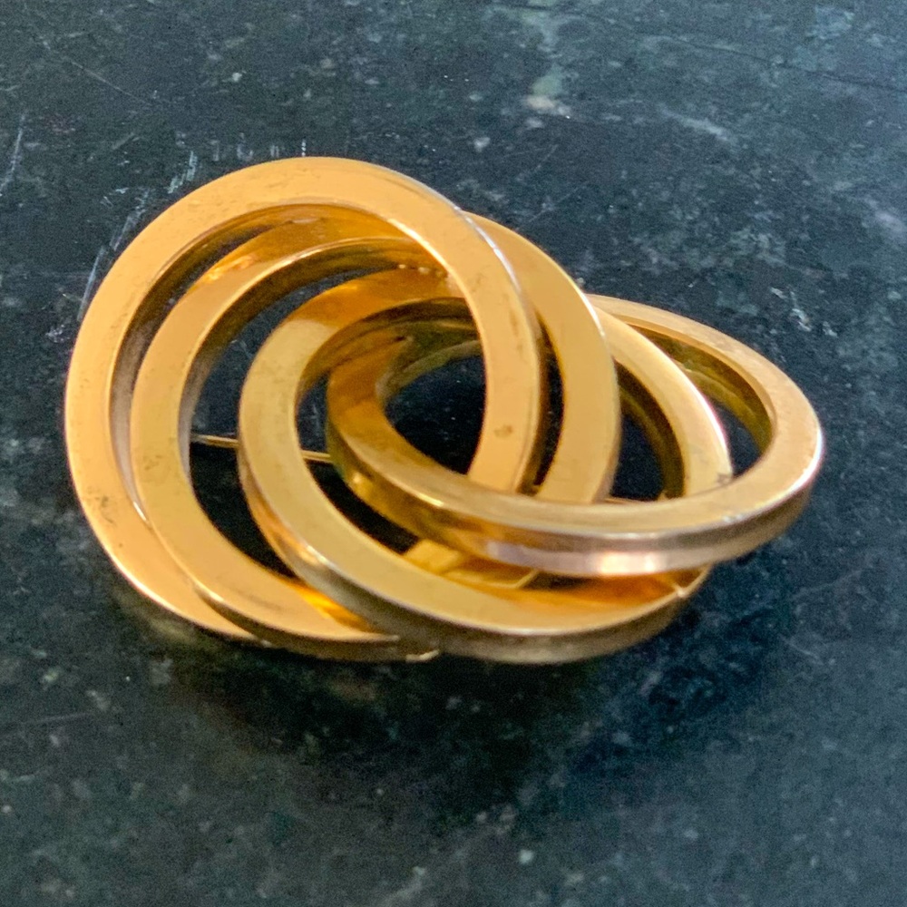 GROSSE GERMANY | Gold-Plated Interlocking Double Circles 1968 Brooch